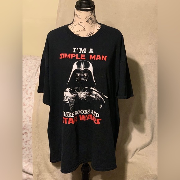 Simple Man: I Like Boobs & Star Wars Black XL/2XL T Shirt - Picture 1 of 5